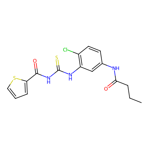 N-{[5-(butanoylamino)-2-chlorophenyl]carbamothioyl}thiophene-2-carboxamide structure