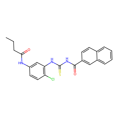 N-{[5-(butanoylamino)-2-chlorophenyl]carbamothioyl}naphthalene-2-carboxamide structure