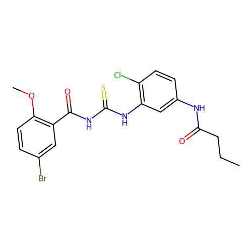 5-bromo-N-{[5-(butanoylamino)-2-chlorophenyl]carbamothioyl}-2-methoxybenzamide structure
