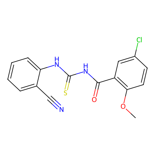 5-chloro-N-[(2-cyanophenyl)carbamothioyl]-2-methoxybenzamide structure