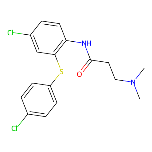 Propionanilide, 4'-chloro-2'-((p-chlorophenyl)thio)-3-(dimethylamino)- structure