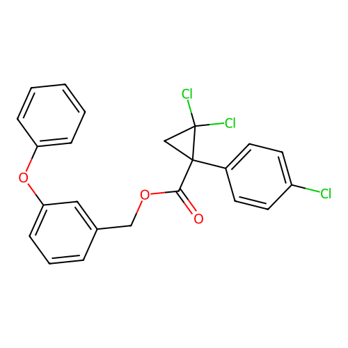 (3-phenoxyphenyl)methyl 2,2-dichloro-1-(4-chlorophenyl)cyclopropane-1-carboxylate structure