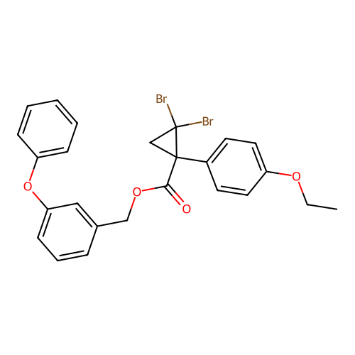 Cyclopropanecarboxylic acid, 2,2-dibromo-1-(4-ethoxyphenyl)-, (3-phenoxyphenyl)methyl ester, (+-)- structure
