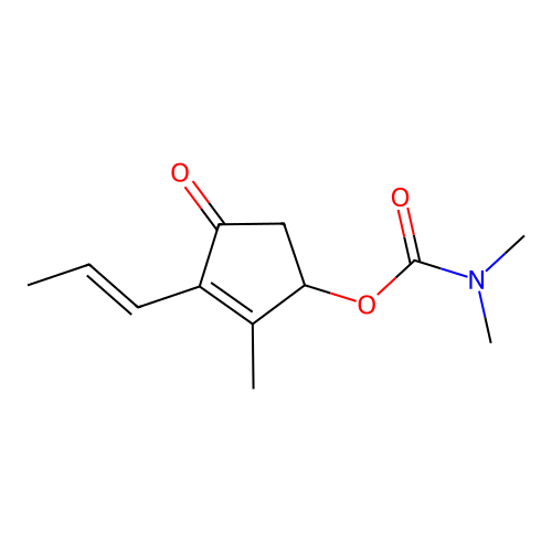 2-Allyl-3-methyl-4-hydroxy-2-cyclopenten-1-one dimethylcarbamate structure