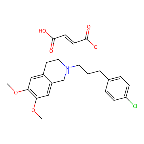Isoquinoline, 1,2,3,4-tetrahydro-2-(3-(p-chlorophenyl)propyl)-6,7-dimethoxy-, fumarate structure