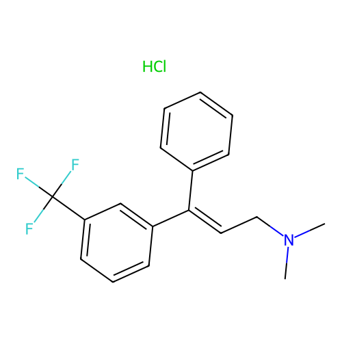 1-Phenyl-1-(3-trifluoromethylphenyl)-3-dimethylaminoprop-1-ene hydrochloride structure