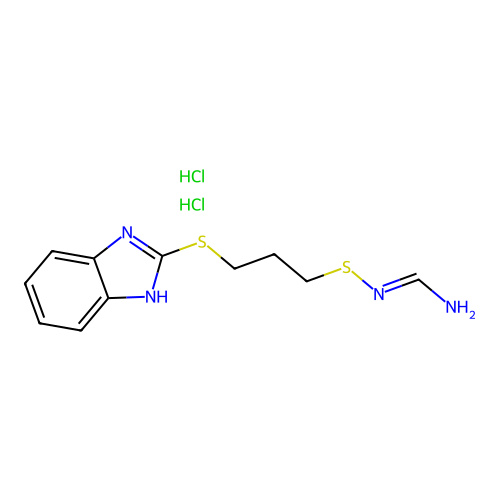 Formamidine, (3-(mercaptobenzimidazolyl)propyl)thio-, dihydrochloride structure