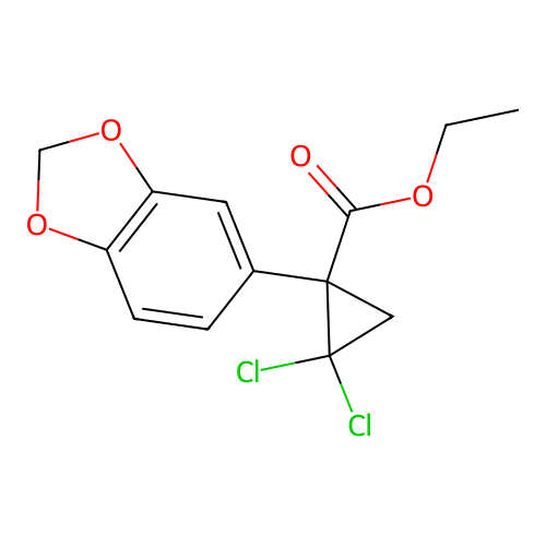Cyclopropanecarboxylic acid, 1-(1,3-benzodioxol-5-yl)-2,2-dichloro-, ethyl ester, (+-)- structure
