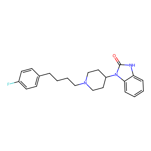 1-(1-(4-(4-fluorophenyl)butyl)piperidin-4-yl)-1H-benzo[d]imidazol-2(3H)-one structure