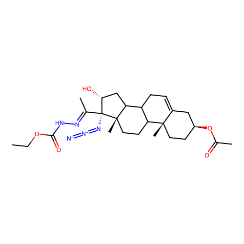 Ethyl (3beta-acetoxy-17-azido-16alpha-hydroxypregn-5-en-20-ylidene)carbazate structure