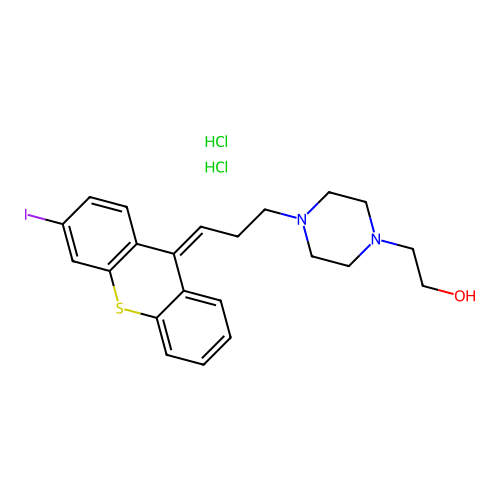 1-Piperazineethanol, 4-(3-(2-iodothioxanthen-9-ylidene)propyl)-, dihydrochloride structure
