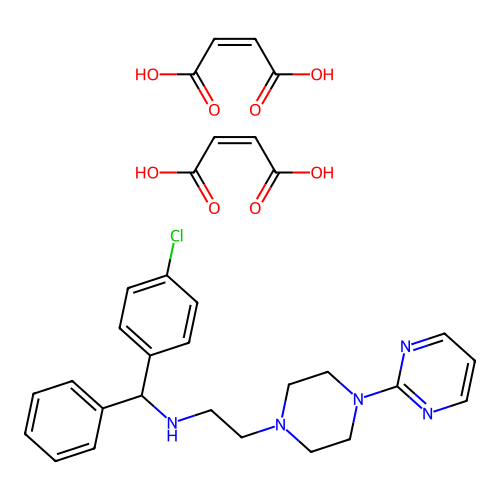 1-(2-(alpha-(p-Chlorophenyl)benzylamino)ethyl)-4-(2-pyrimidyl)piperazine dimaleate structure