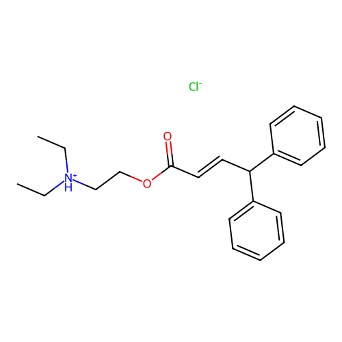 Crotonic acid, 4,4-diphenyl-, 2-(diethylamino)ethyl ester, hydrochloride structure