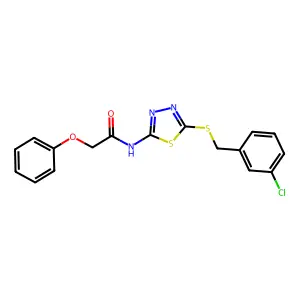 N-[5-[(3-chlorophenyl)methylsulfanyl]-1,3,4-thiadiazol-2-yl]-2-phenoxyacetamide structure