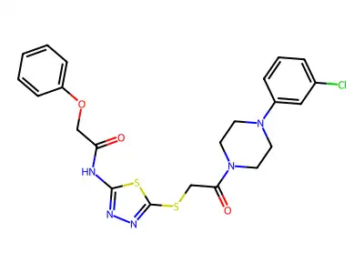 N-[5-({2-[4-(3-chlorophenyl)piperazin-1-yl]-2-oxoethyl}sulfanyl)-1,3,4-thiadiazol-2-yl]-2-phenoxyacetamide structure