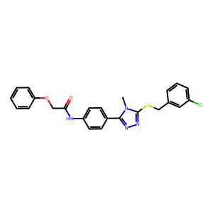 N-(4-{5-[(3-chlorobenzyl)sulfanyl]-4-methyl-4H-1,2,4-triazol-3-yl}phenyl)-2-phenoxyacetamide structure
