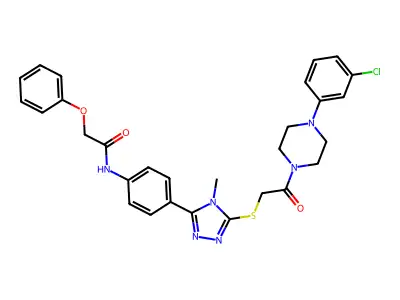 N-[4-[5-[2-[4-(3-chlorophenyl)piperazin-1-yl]-2-oxoethyl]sulfanyl-4-methyl-1,2,4-triazol-3-yl]phenyl]-2-phenoxyacetamide structure