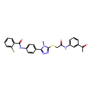 N-[4-[5-[2-(3-acetylanilino)-2-oxoethyl]sulfanyl-4-methyl-1,2,4-triazol-3-yl]phenyl]-2-bromobenzamide structure