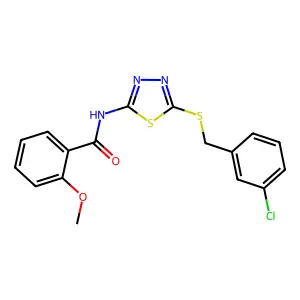 N-[5-[(3-chlorophenyl)methylsulfanyl]-1,3,4-thiadiazol-2-yl]-2-methoxybenzamide structure