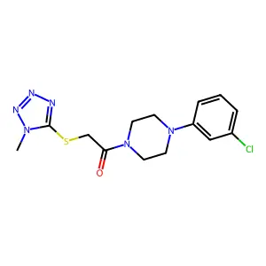 1-(3-chlorophenyl)-4-{[(1-methyl-1H-tetrazol-5-yl)thio]acetyl}piperazine structure