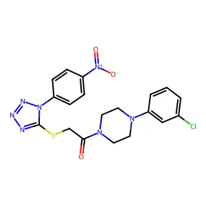1-[4-(3-chlorophenyl)piperazin-1-yl]-2-[1-(4-nitrophenyl)tetrazol-5-yl]sulfanylethanone structure