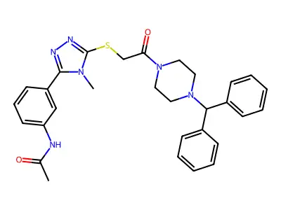 N-[3-[5-[2-(4-benzhydrylpiperazin-1-yl)-2-oxoethyl]sulfanyl-4-methyl-1,2,4-triazol-3-yl]phenyl]acetamide structure