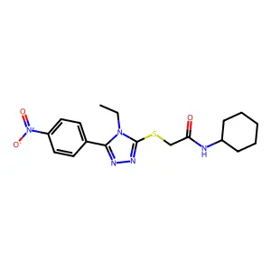 N-cyclohexyl-2-[[4-ethyl-5-(4-nitrophenyl)-1,2,4-triazol-3-yl]sulfanyl]acetamide structure