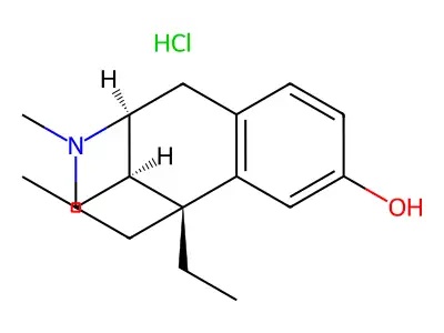 2,6-Methano-3-benzazocin-8-ol, 1,2,3,4,5,6-hexahydro-6,11-alpha-diethyl-3-methyl-, hydrochloride structure