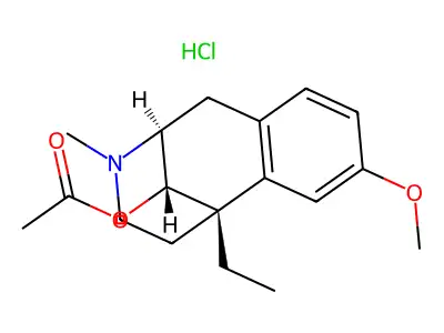 2,6-Methano-3-benzazocin-11-beta-ol, 1,2,3,4,5,6-hexahydro-6-ethyl-8-methoxy-3-methyl-, acetate (ester), hydrochloride structure