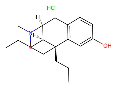 alpha-2'-Hydroxy-5,9-dipropyl-2(N)-methyl-6,7-benzomorphan hydrochloride structure