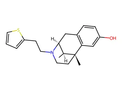 alpha-5,9-Dimethyl-2'-hydroxy-2(N)-(2-(2-thienyl)ethyl)-6,7-benzomorphan structure