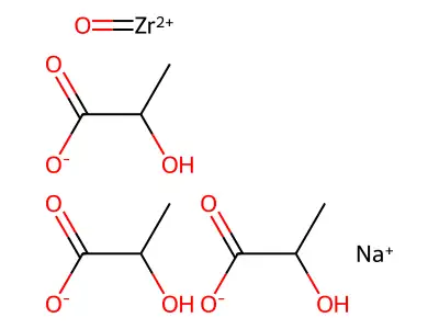 Sodium hydrogen trilactatozirconylate structure