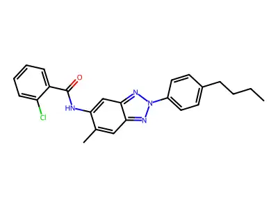 N-[2-(4-butylphenyl)-6-methylbenzotriazol-5-yl]-2-chlorobenzamide structure
