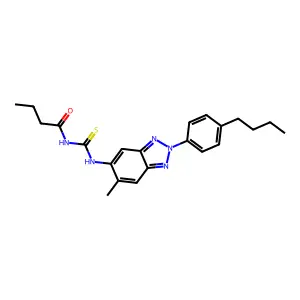 N-[[2-(4-butylphenyl)-6-methylbenzotriazol-5-yl]carbamothioyl]butanamide structure