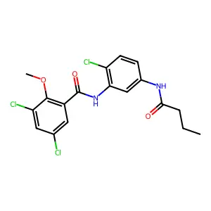 N-[5-(butanoylamino)-2-chlorophenyl]-3,5-dichloro-2-methoxybenzamide structure