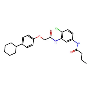 N-(4-chloro-3-{[(4-cyclohexylphenoxy)acetyl]amino}phenyl)butanamide structure