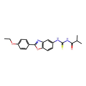 N-[[2-(4-ethoxyphenyl)-1,3-benzoxazol-5-yl]carbamothioyl]-2-methylpropanamide structure