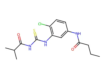 N-[4-chloro-3-(2-methylpropanoylcarbamothioylamino)phenyl]butanamide structure
