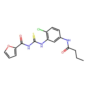 N-[[5-(butanoylamino)-2-chlorophenyl]carbamothioyl]furan-2-carboxamide structure