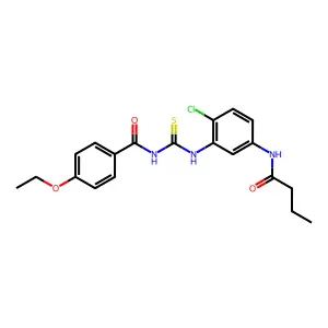 N-[[5-(butanoylamino)-2-chlorophenyl]carbamothioyl]-4-ethoxybenzamide structure