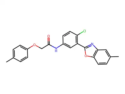 N-[4-chloro-3-(5-methyl-1,3-benzoxazol-2-yl)phenyl]-2-(4-methylphenoxy)acetamide structure