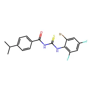 N-(2-bromo-4,6-difluorophenyl)-N'-(4-isopropylbenzoyl)thiourea structure