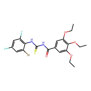 N-[(2-bromo-4,6-difluorophenyl)carbamothioyl]-3,4,5-triethoxybenzamide structure