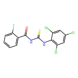 2-fluoro-N-[(2,4,6-trichlorophenyl)carbamothioyl]benzamide structure