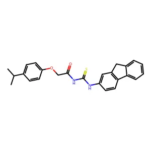 N-(9H-fluoren-2-ylcarbamothioyl)-2-(4-propan-2-ylphenoxy)acetamide structure
