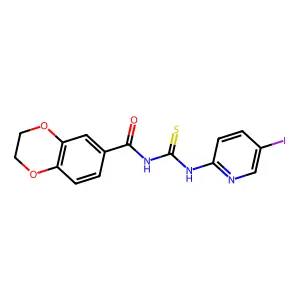N-[(5-iodopyridin-2-yl)carbamothioyl]-2,3-dihydro-1,4-benzodioxine-6-carboxamide structure
