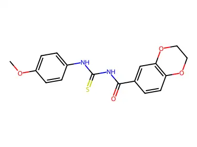 N-[(4-methoxyphenyl)carbamothioyl]-2,3-dihydro-1,4-benzodioxine-6-carboxamide structure