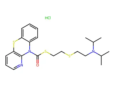 10H-Pyrido(3,2-b)(1,4)benzothiazine-10-carbothioic acid, S-(2-(2-diisopropylaminoethylthio)ethyl) ester, hydrochloride structure