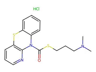 10H-Pyrido(3,2-b)(1,4)benzothiazine-10-carbothioic acid, S-(3-dimethylaminopropyl) ester, hydrochloride structure