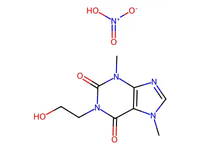 Theobromine, 1-(2-hydroxyethyl)-, nitrate, (ester) structure